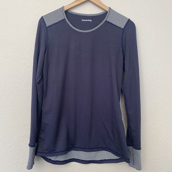 Saucony Swift blue long sleeve running ,yoga Reversible Size M/L EUC - Picture 1 of 4